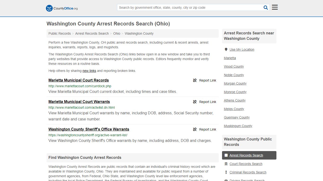 Arrest Records Search - Washington County, OH (Arrests ...