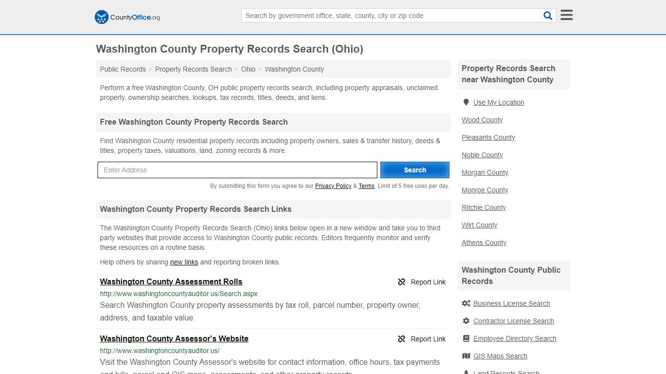 Washington County Property Records Search (Ohio)