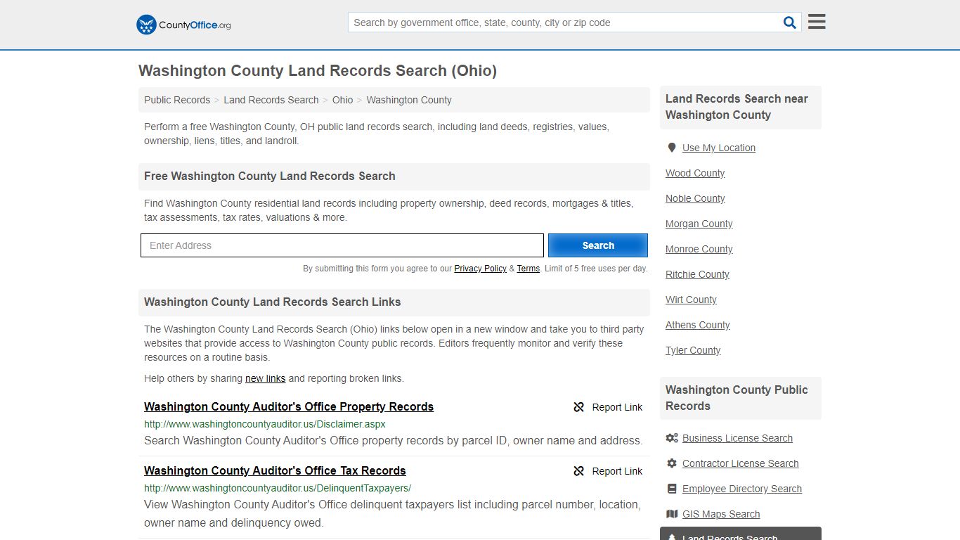 Washington County Land Records Search (Ohio) - County Office